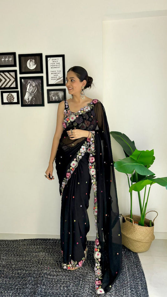 Introducing Our Exquisite Collection Of Sarees Featuring Multi-Colored Sequins Moksha Fashions
