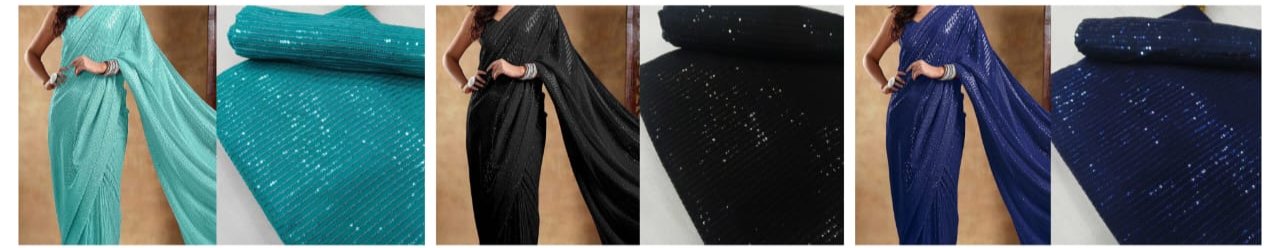 Modern and Vibrant Design on 3MM Sequins Saree Moksha Fashions