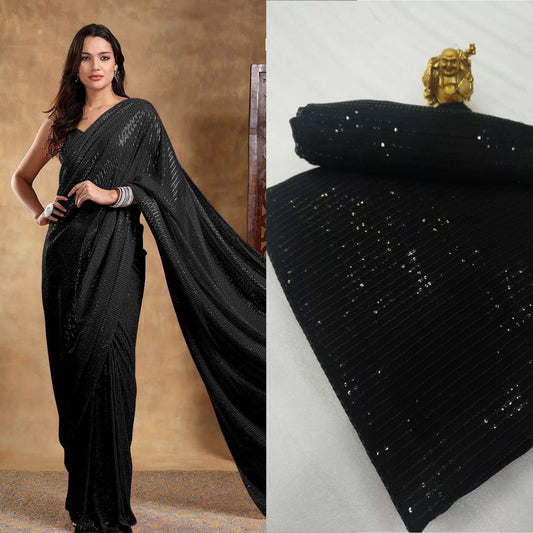 Modern and Vibrant Design on 3MM Sequins Saree Moksha Fashions