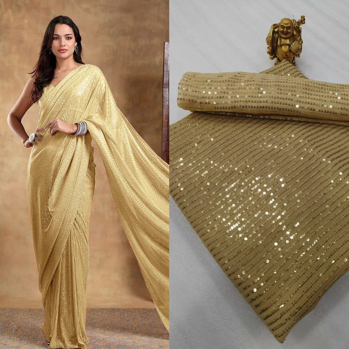 Blockbuster Bollywood 3MM Sequins Design Saree Showcase a Modern and Vibrant Design Moksha Fashions