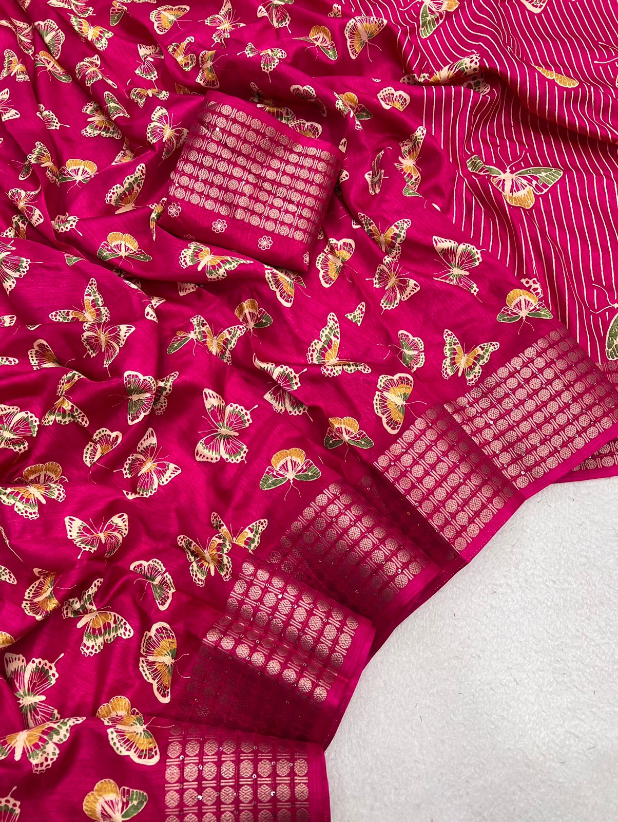 Finest Dola Silk Saree Luxurious Jacquard Border And A Fancy Blouse Moksha Fashions