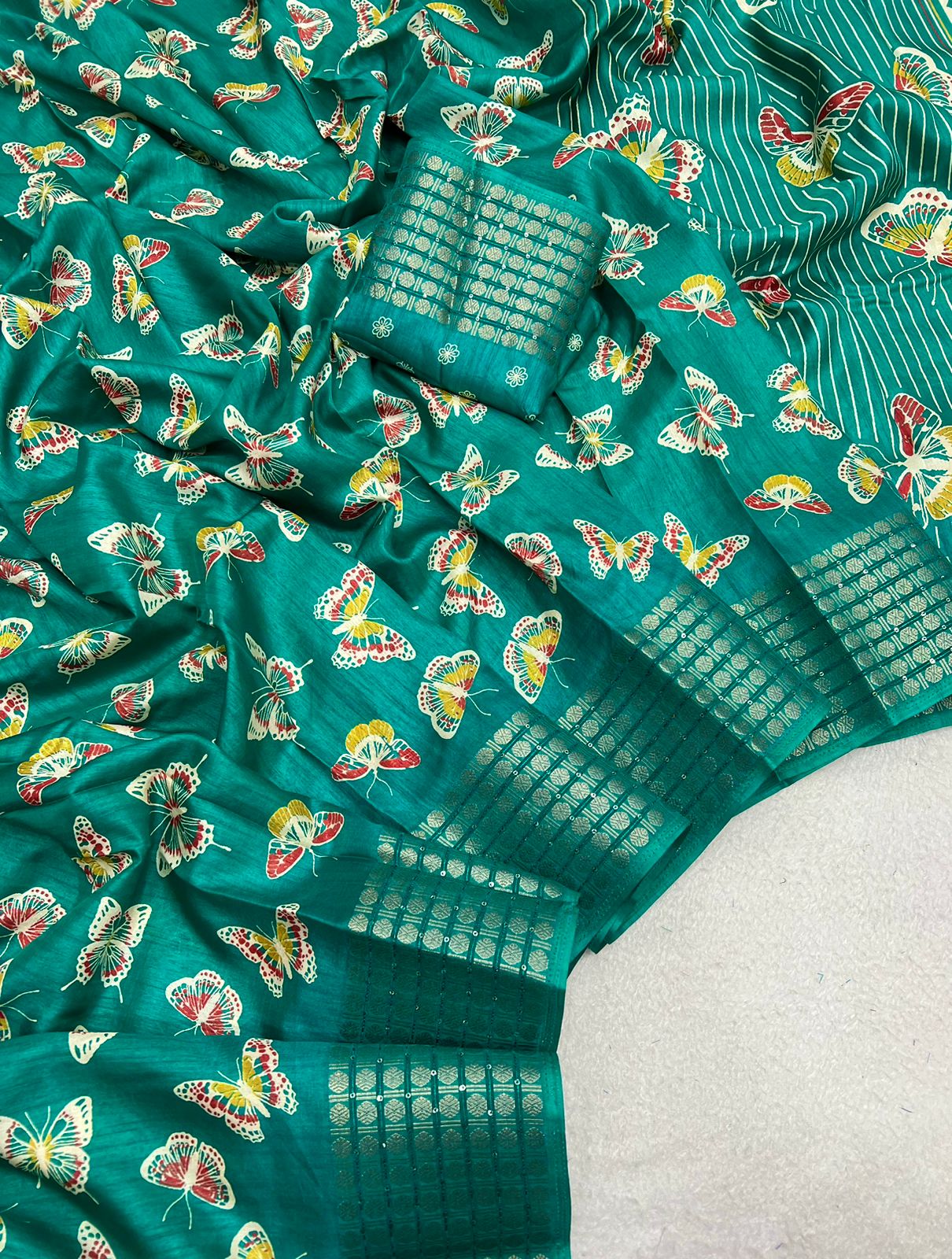 Finest Dola Silk Saree Luxurious Jacquard Border And A Fancy Blouse Moksha Fashions
