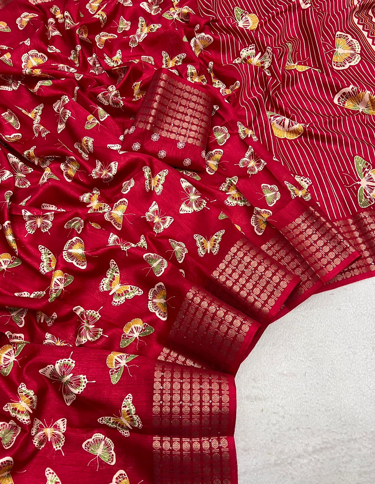 Finest Dola Silk Saree Luxurious Jacquard Border And A Fancy Blouse Moksha Fashions