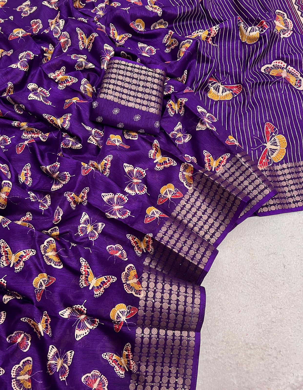 Finest Dola Silk Saree Luxurious Jacquard Border And A Fancy Blouse Moksha Fashions