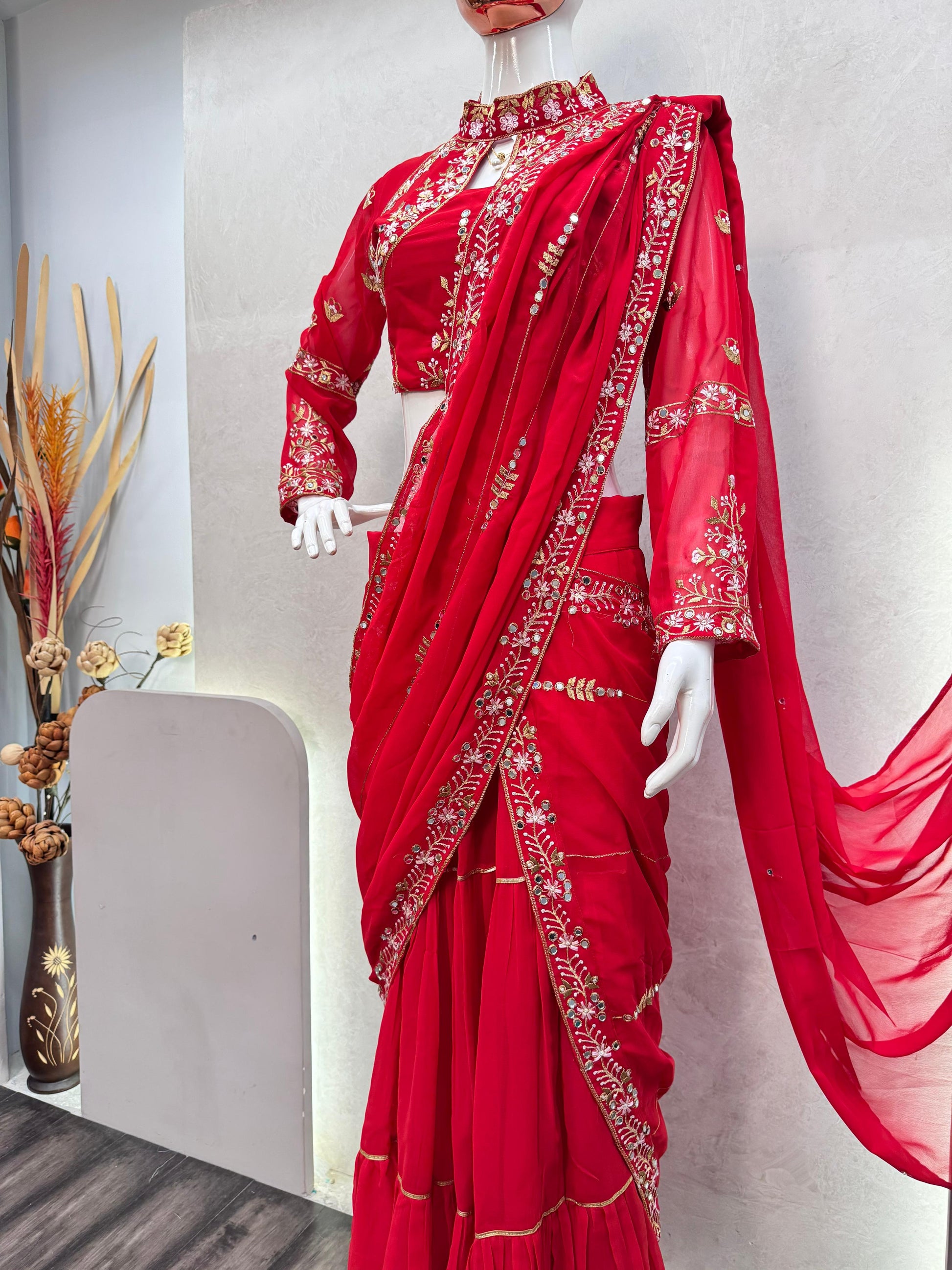 .Fancy Party Lehenga Saree Moksha Fashions