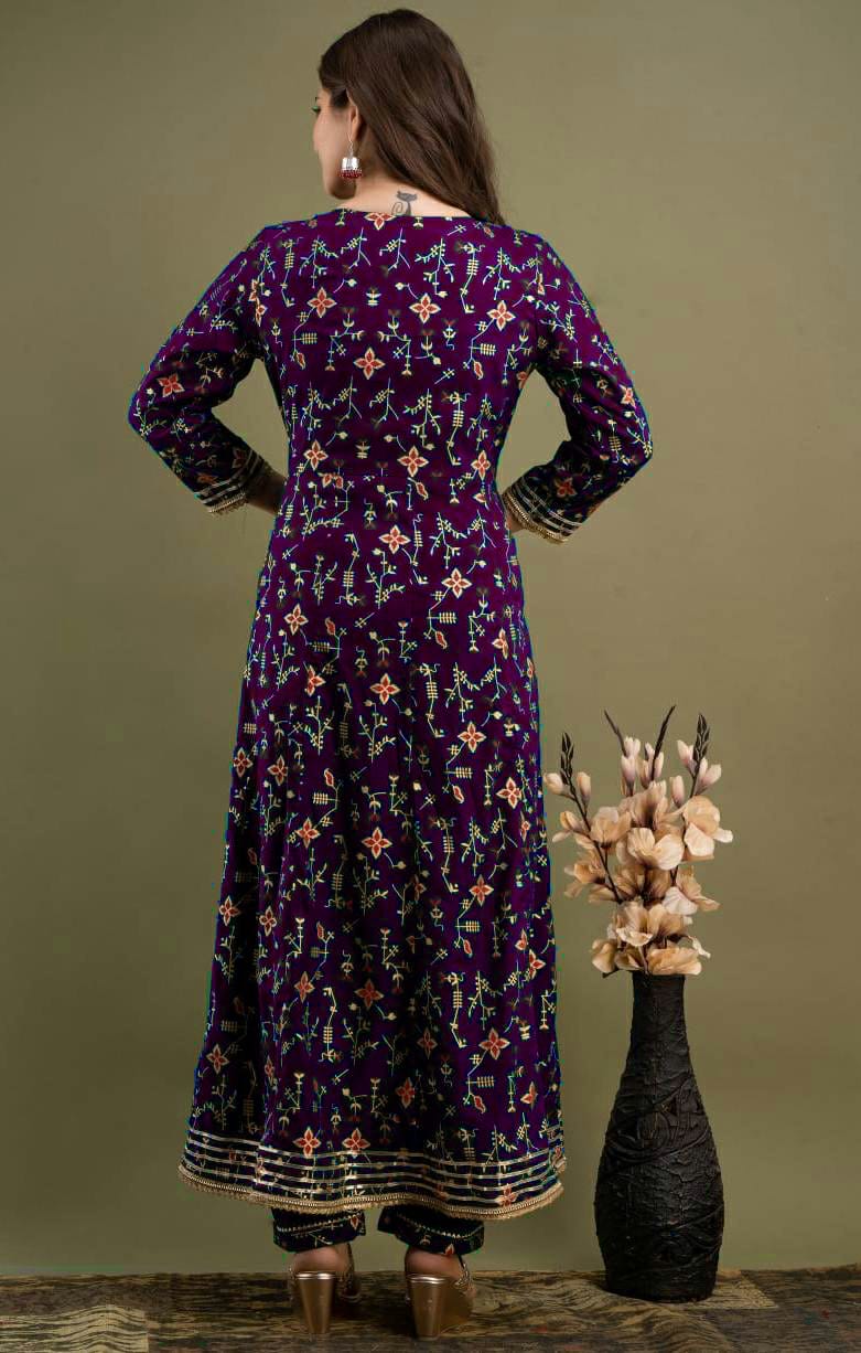 Anarkali Kurti with Antique Design and Dupatta – Traditional and Elegant Women's Wear Moksha Fashions