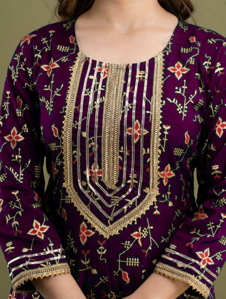 Anarkali Kurti with Antique Design and Dupatta – Traditional and Elegant Women's Wear Moksha Fashions