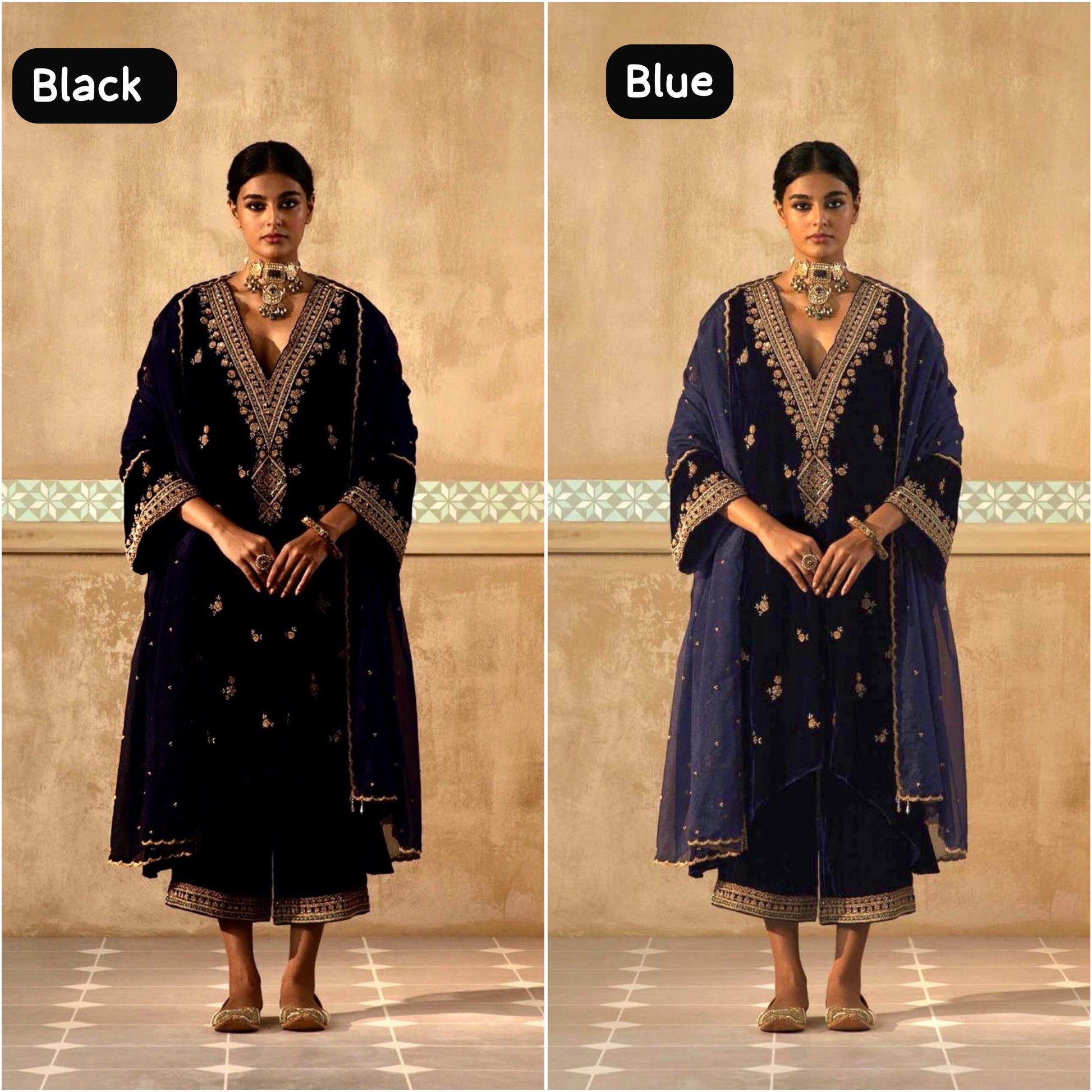 .Heavy Velvet Top & Palazzo Moksha Fashions