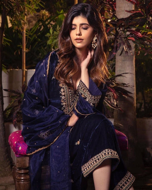 .Heavy Velvet Top & Palazzo Moksha Fashions