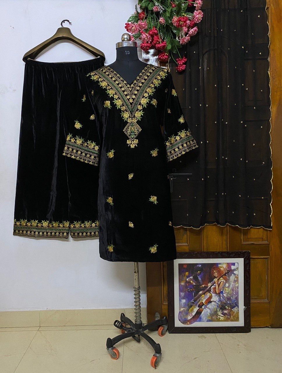 .Heavy Velvet Top & Palazzo Moksha Fashions