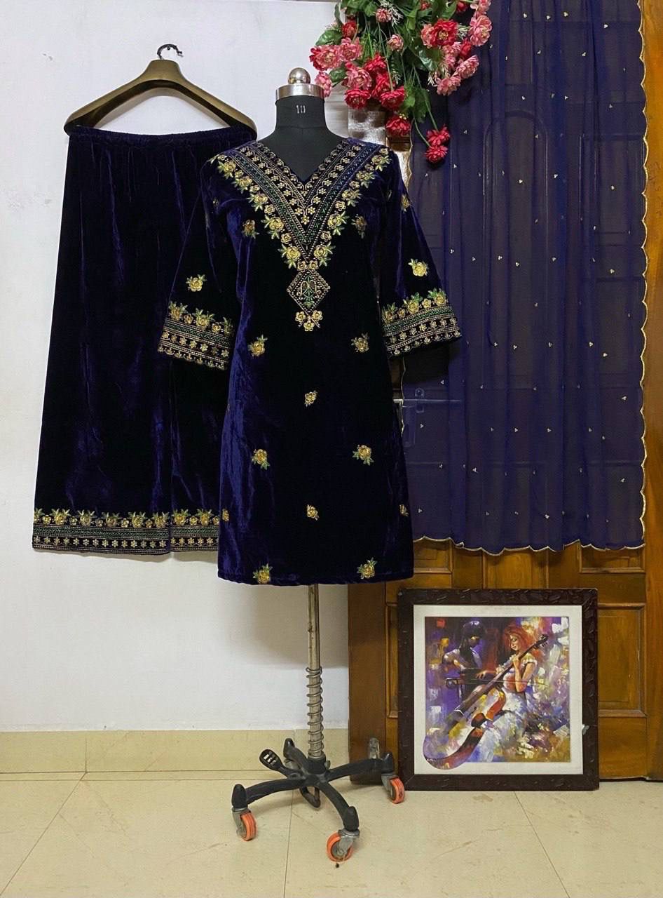 .Heavy Velvet Top & Palazzo Moksha Fashions