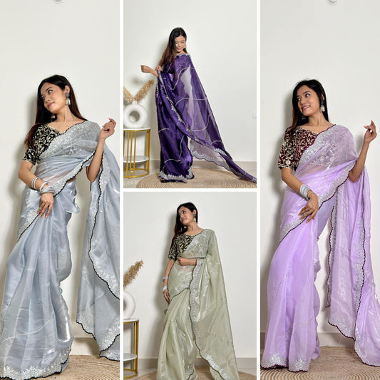 Luxury Jimmy Choo Saree - Designer Embroidered Saree for Weddings & Parties Moksha Fashions