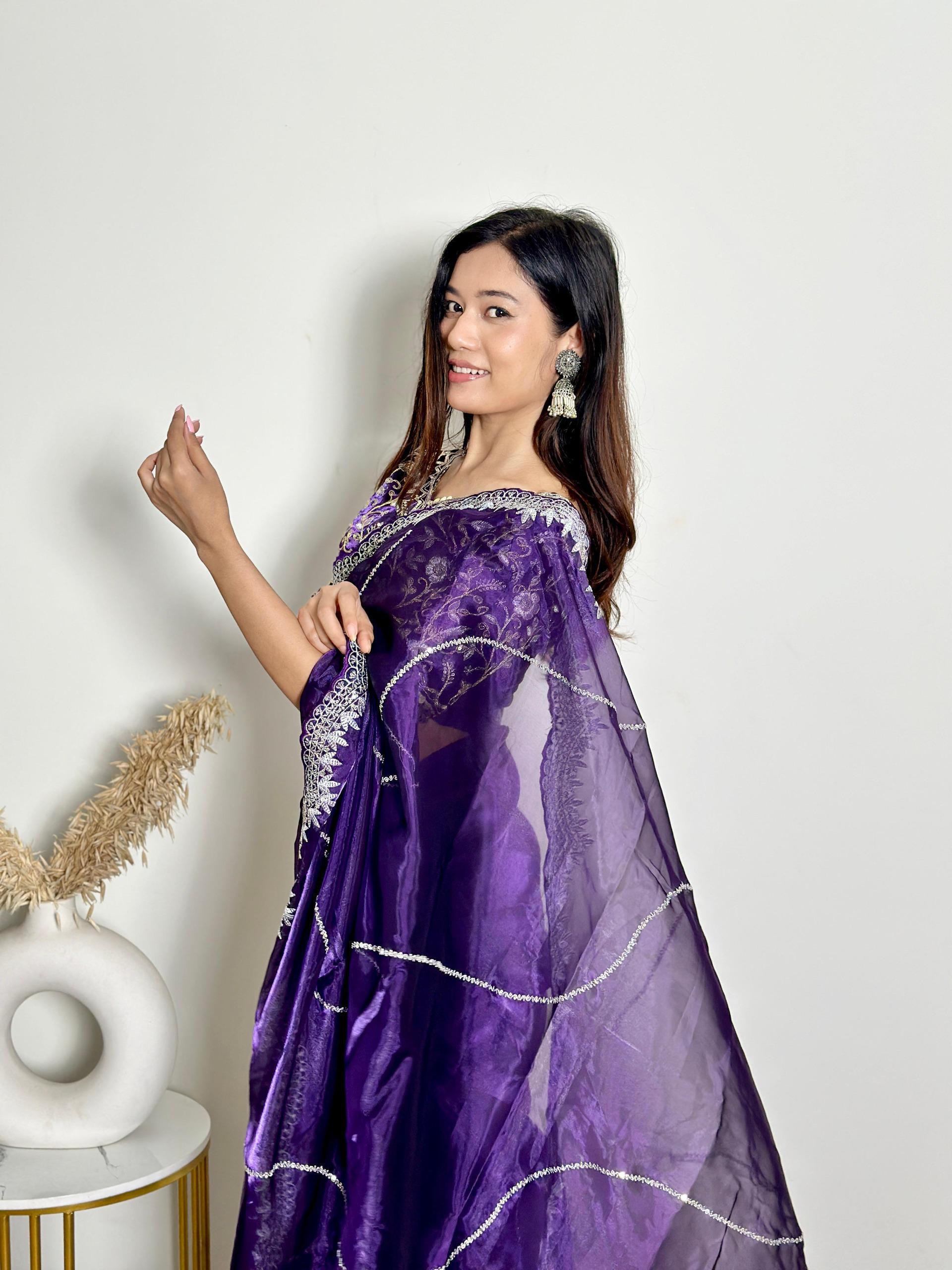 Luxury Jimmy Choo Saree - Designer Embroidered Saree for Weddings & Parties Moksha Fashions
