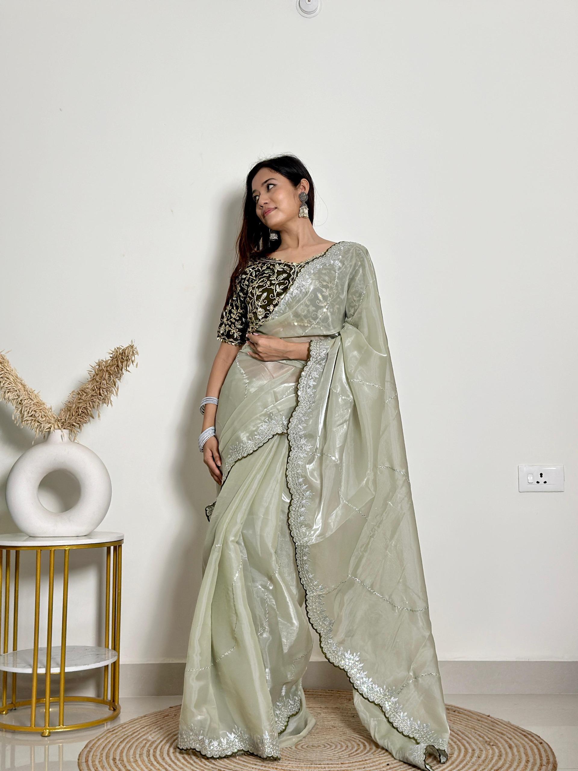 Luxury Jimmy Choo Saree - Designer Embroidered Saree for Weddings & Parties Moksha Fashions