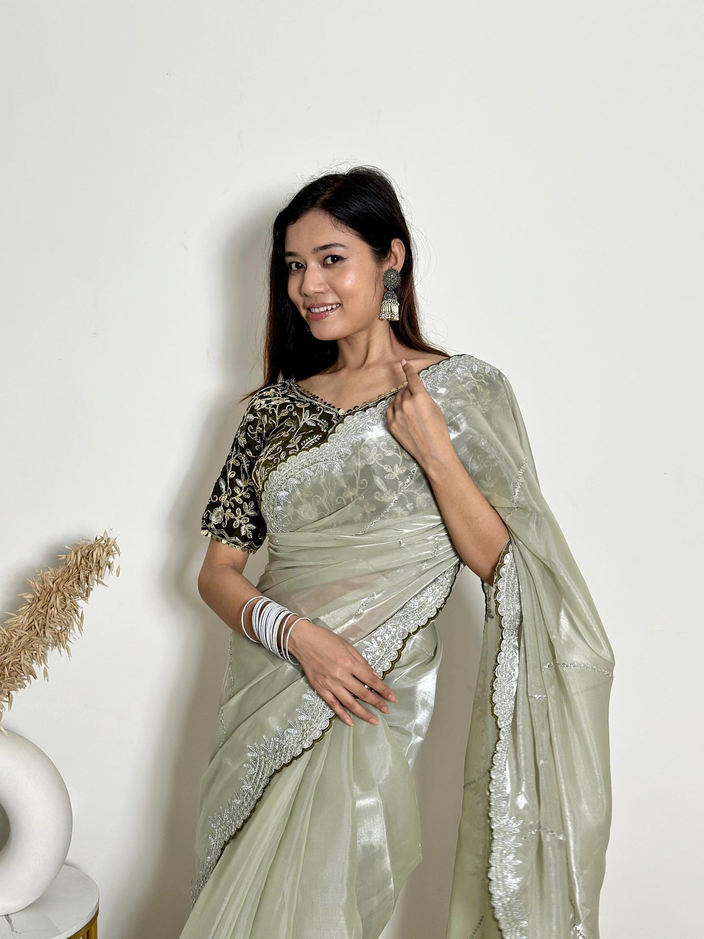 Luxury Jimmy Choo Saree - Designer Embroidered Saree for Weddings & Parties Moksha Fashions
