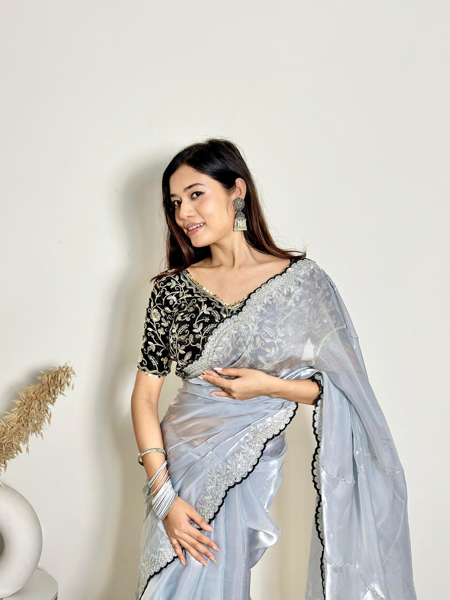 Luxury Jimmy Choo Saree - Designer Embroidered Saree for Weddings & Parties Moksha Fashions