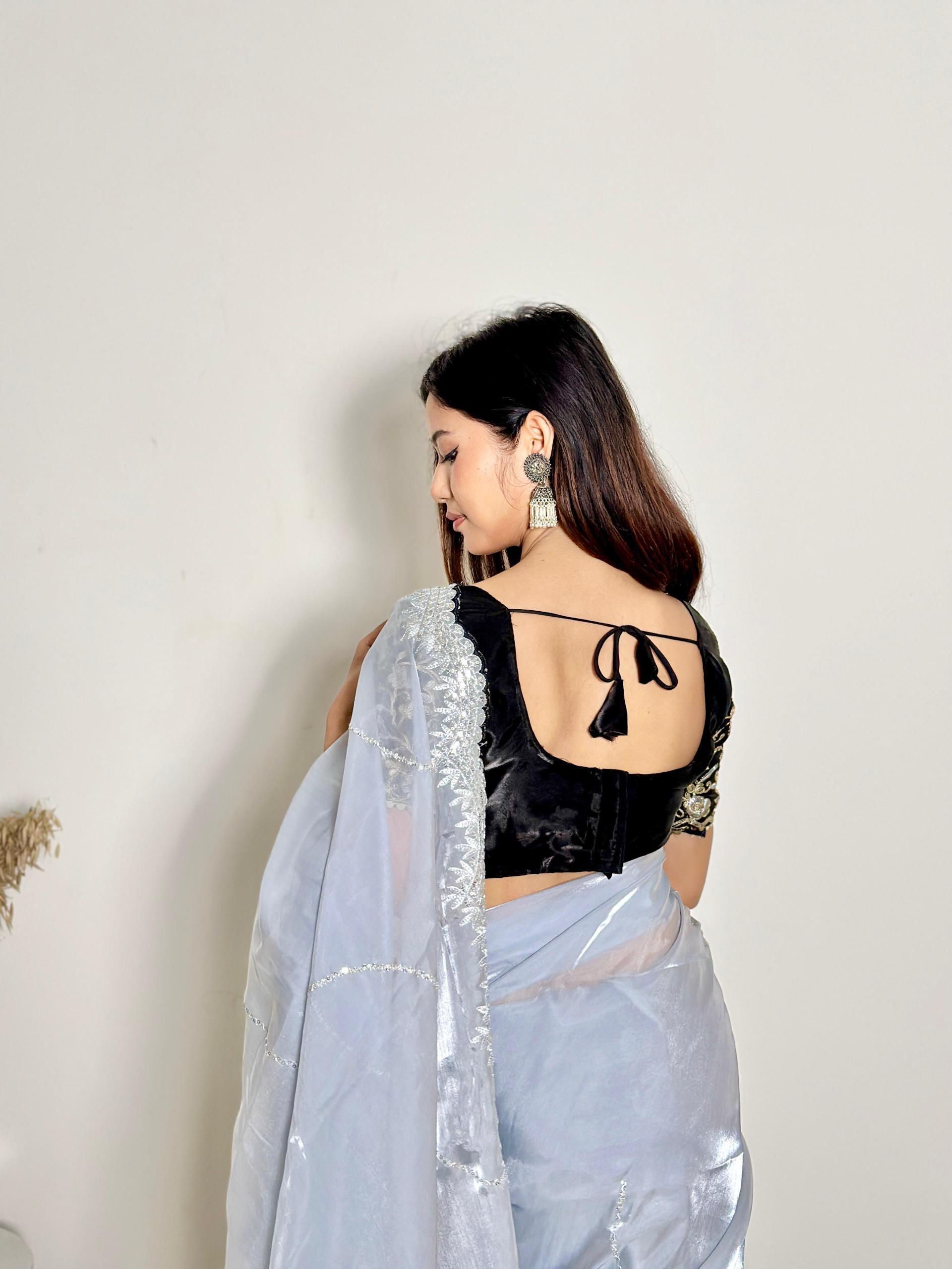Luxury Jimmy Choo Saree - Designer Embroidered Saree for Weddings & Parties Moksha Fashions