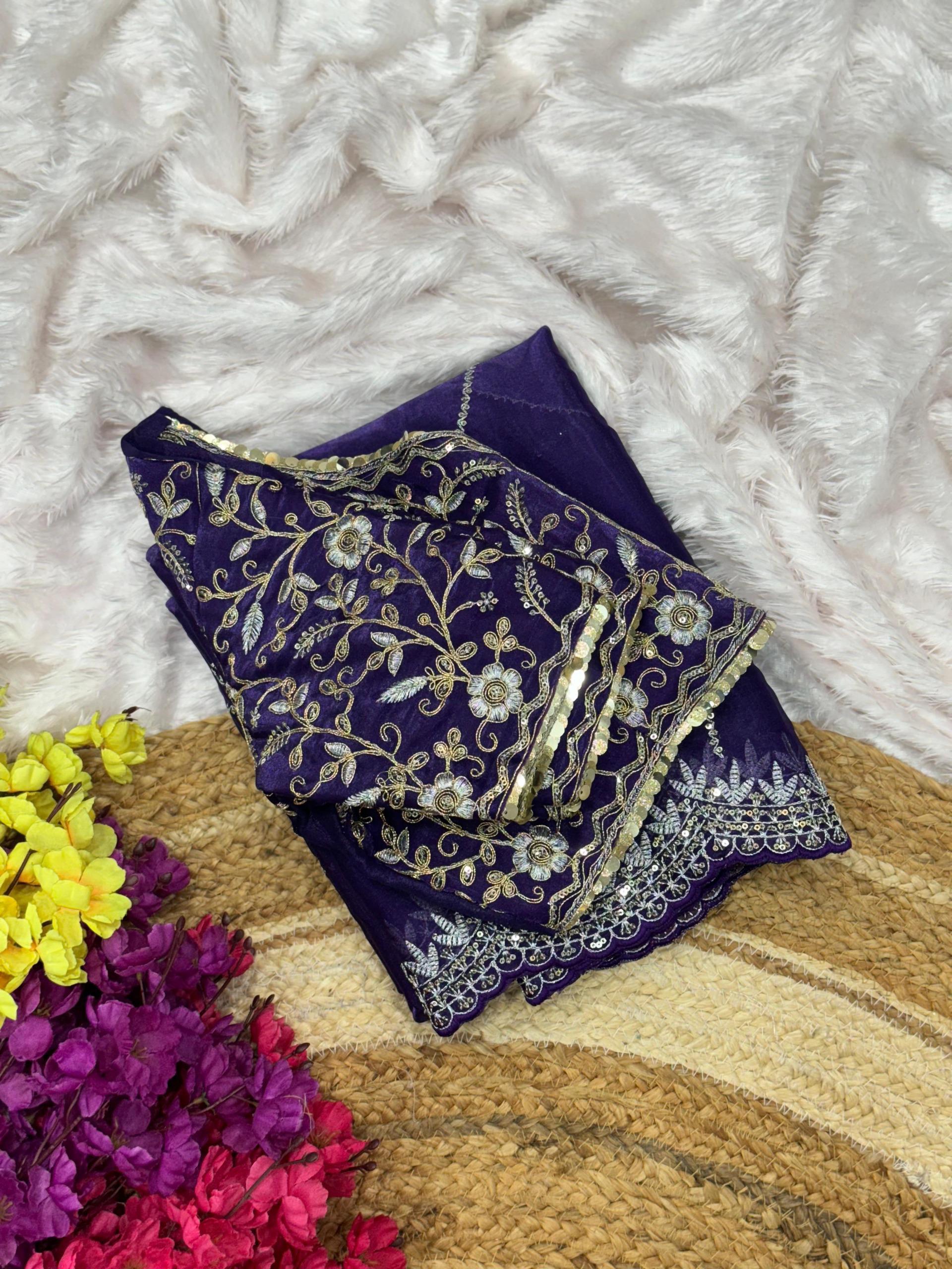 Luxury Jimmy Choo Saree - Designer Embroidered Saree for Weddings & Parties Moksha Fashions