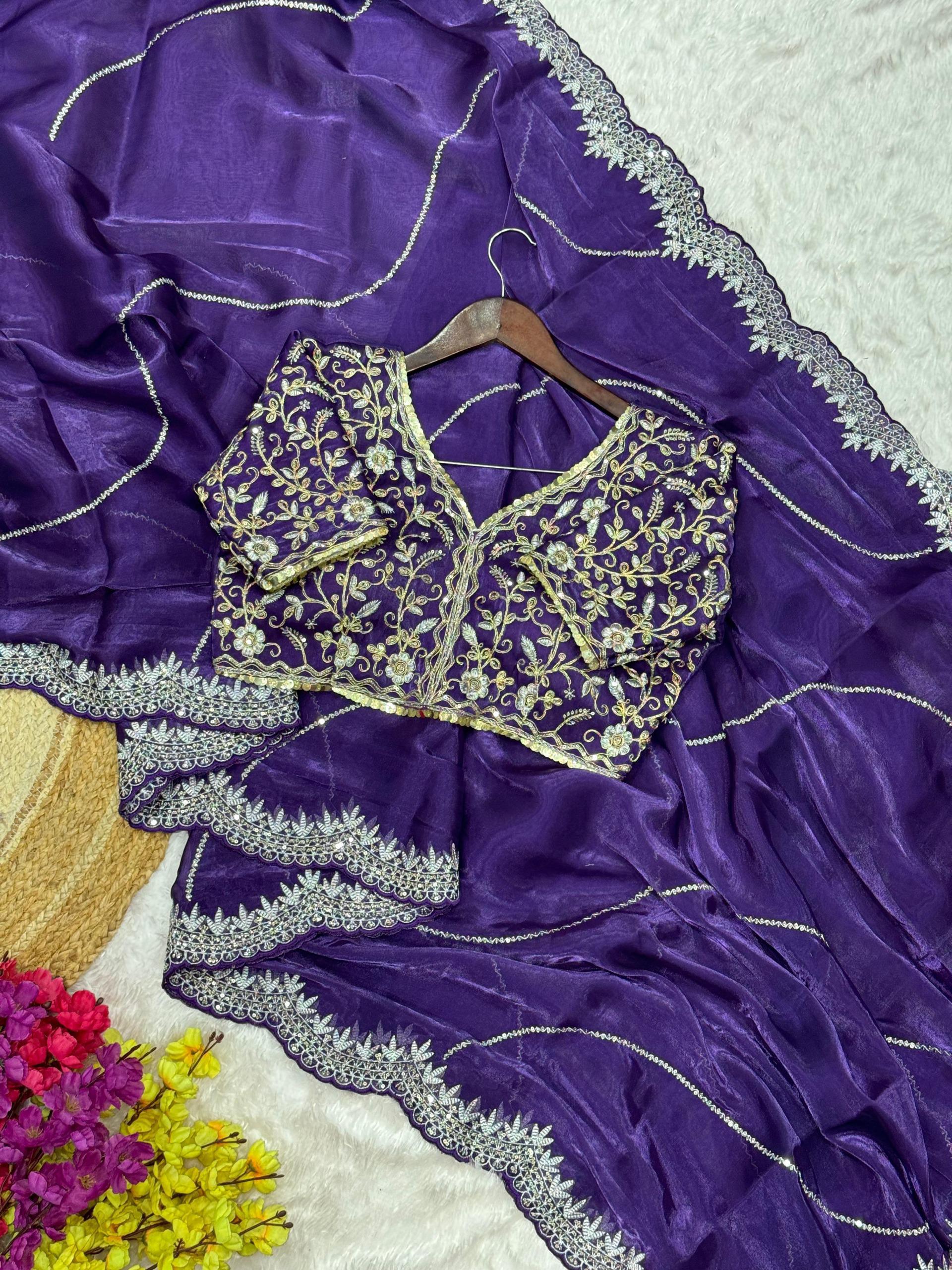 Luxury Jimmy Choo Saree - Designer Embroidered Saree for Weddings & Parties Moksha Fashions