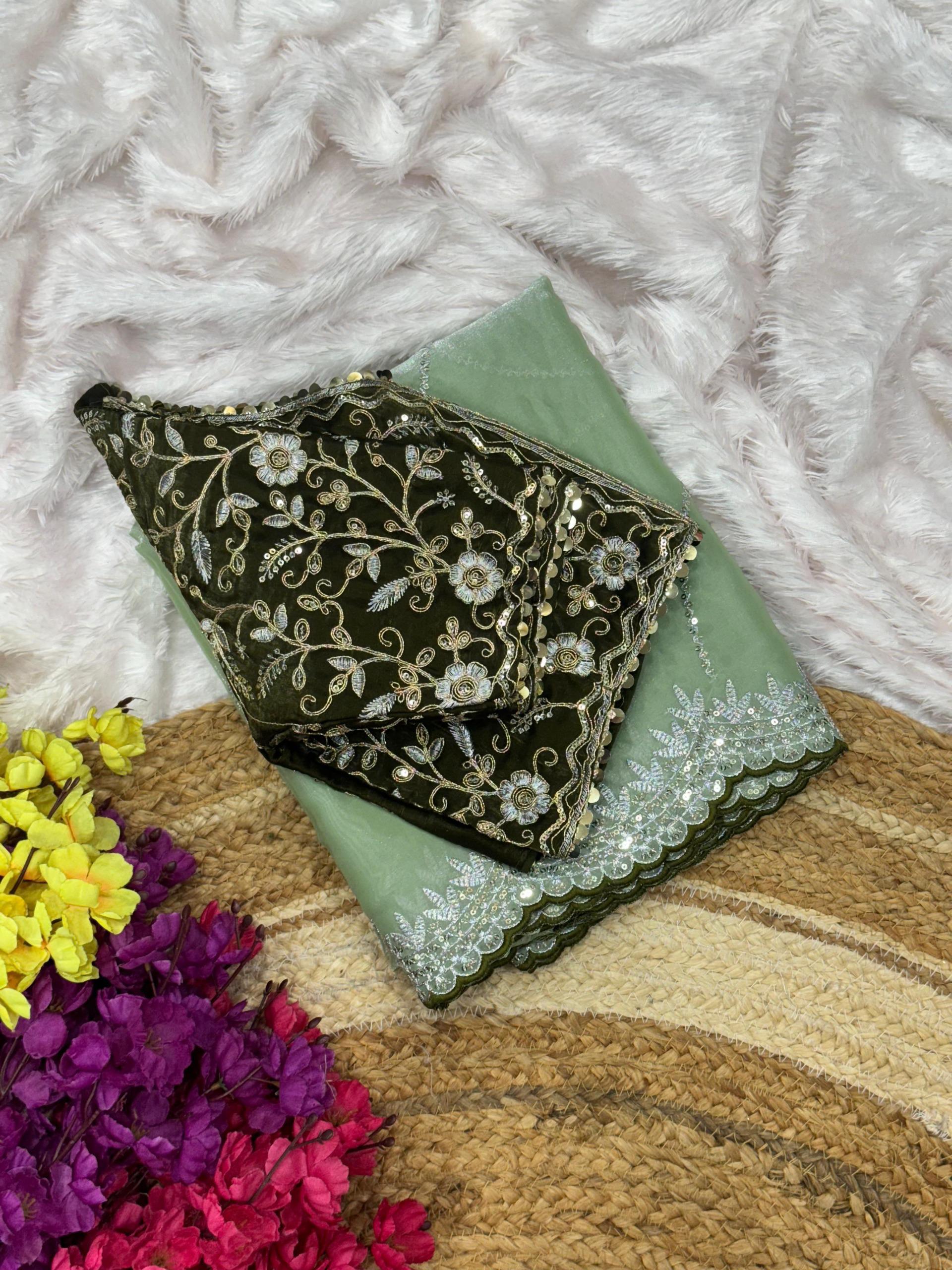 Luxury Jimmy Choo Saree - Designer Embroidered Saree for Weddings & Parties Moksha Fashions