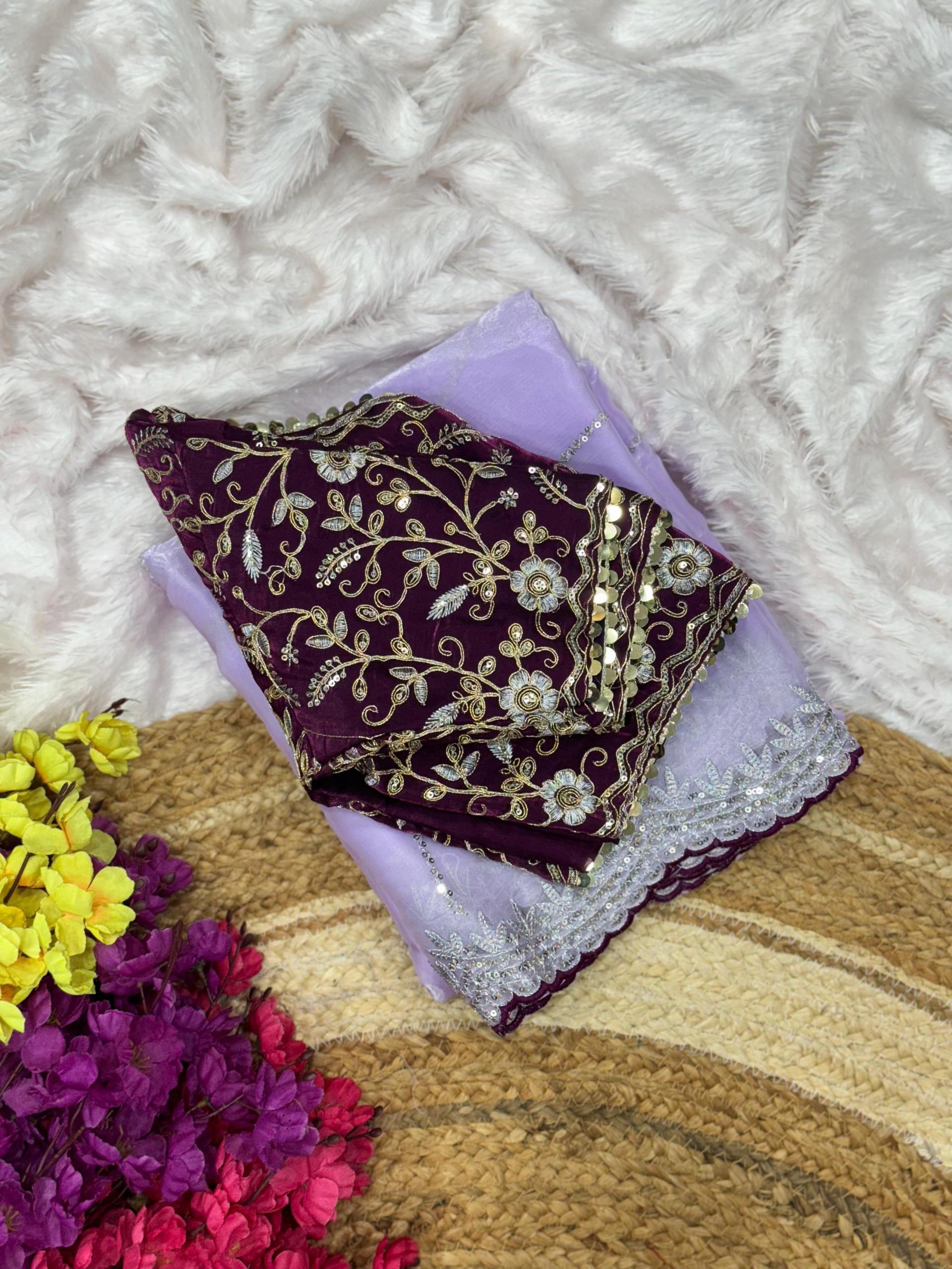 Luxury Jimmy Choo Saree - Designer Embroidered Saree for Weddings & Parties Moksha Fashions