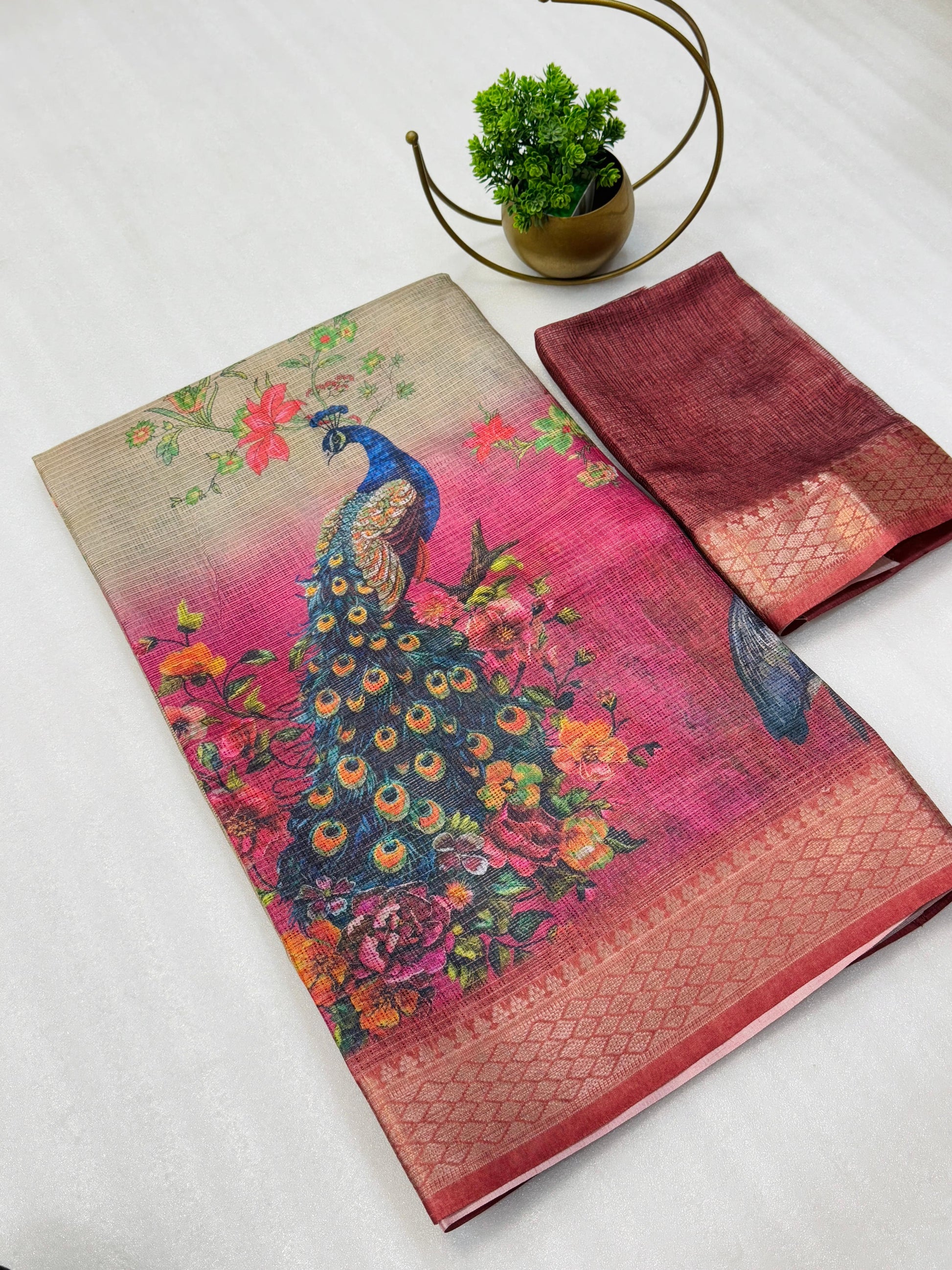 Kalamkari Design Print Saree Moksha Fashions