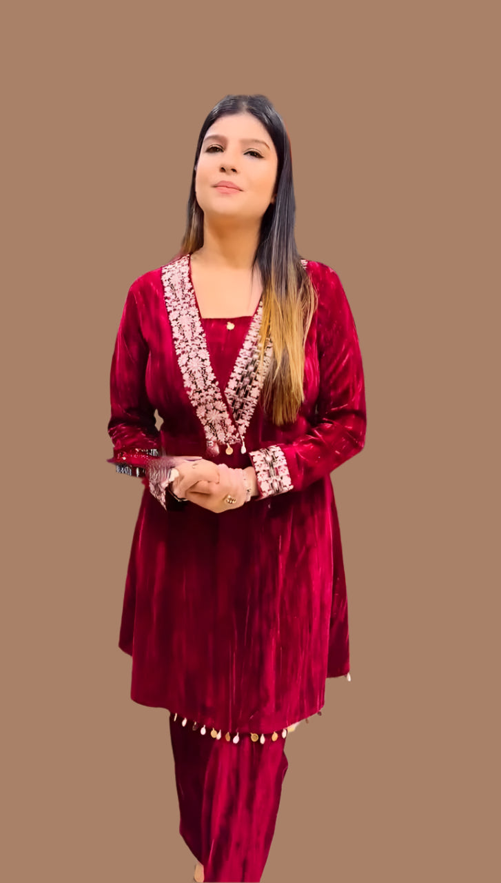 .Velvet Co-ord Set Moksha Fashions