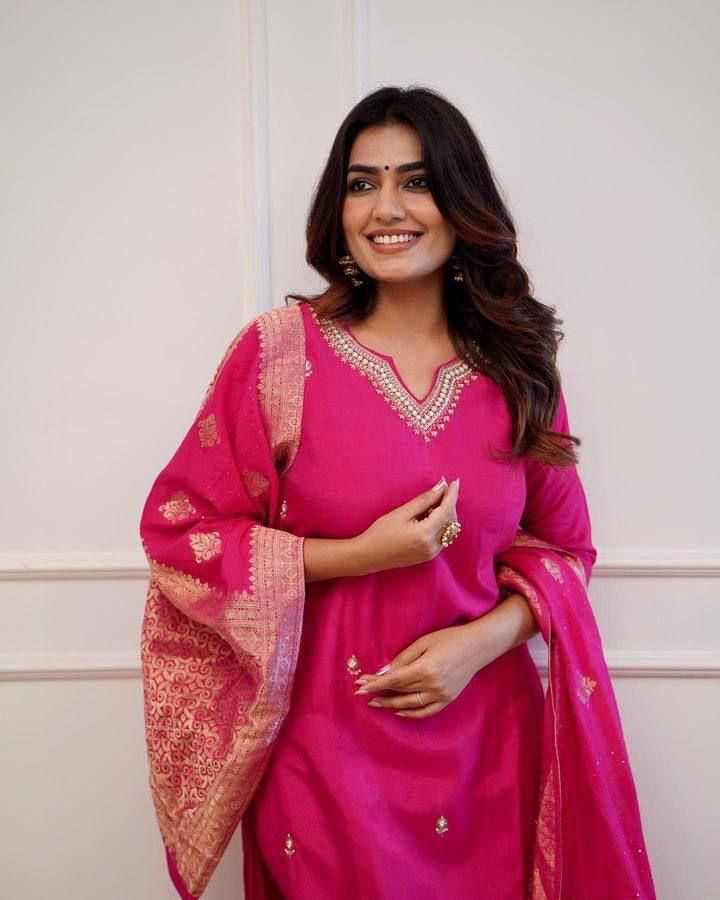 Roman Silk Kurti Pant and Dupatta Moksha Fashions