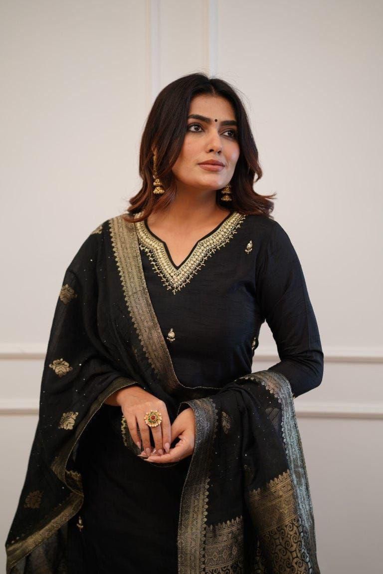 Roman Silk Kurti Pant and Dupatta Moksha Fashions