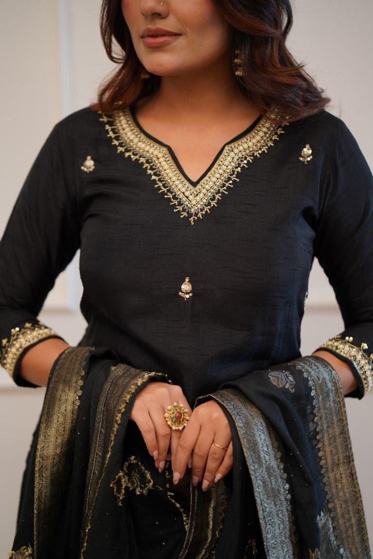 Roman Silk Kurti Pant and Dupatta Moksha Fashions