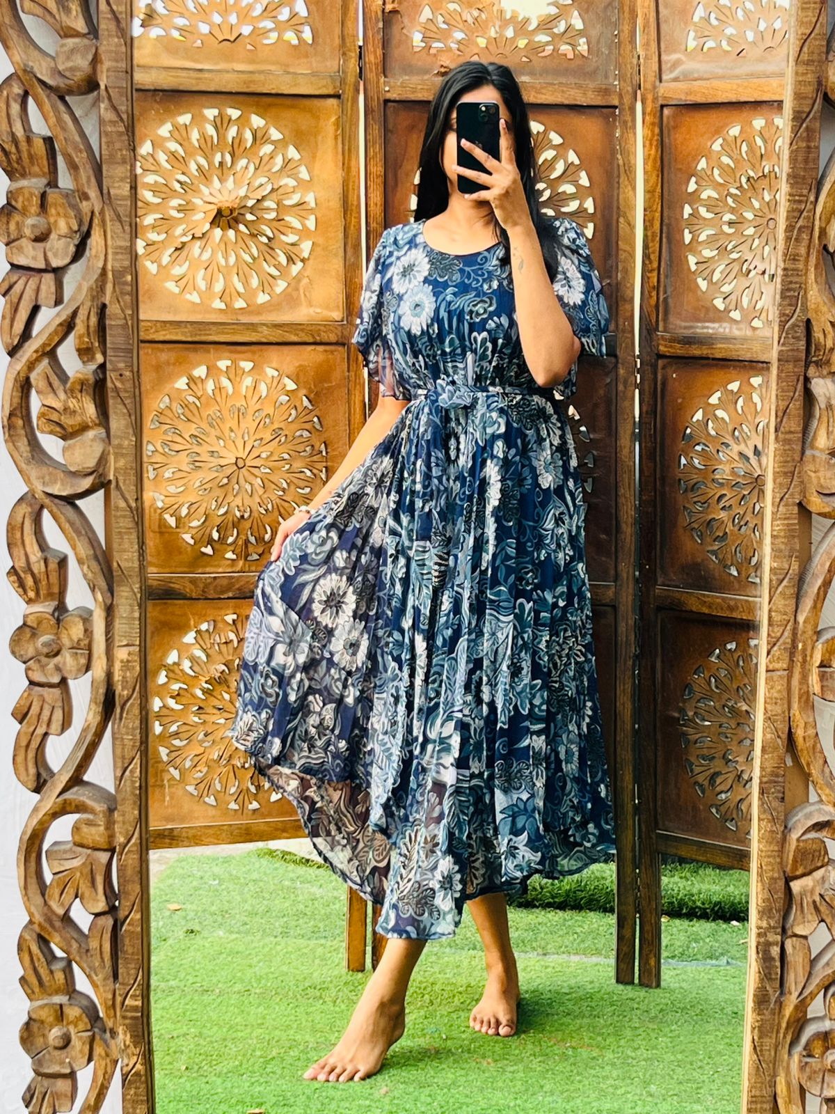 .Square Neck Maxi Dress Moksha Fashions