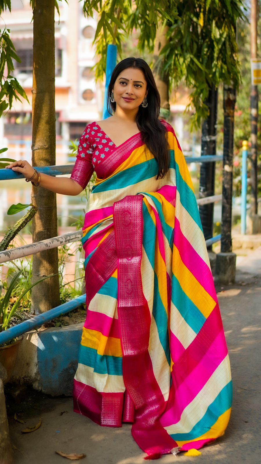 .Cotton Multicolored Saree Moksha Fashions