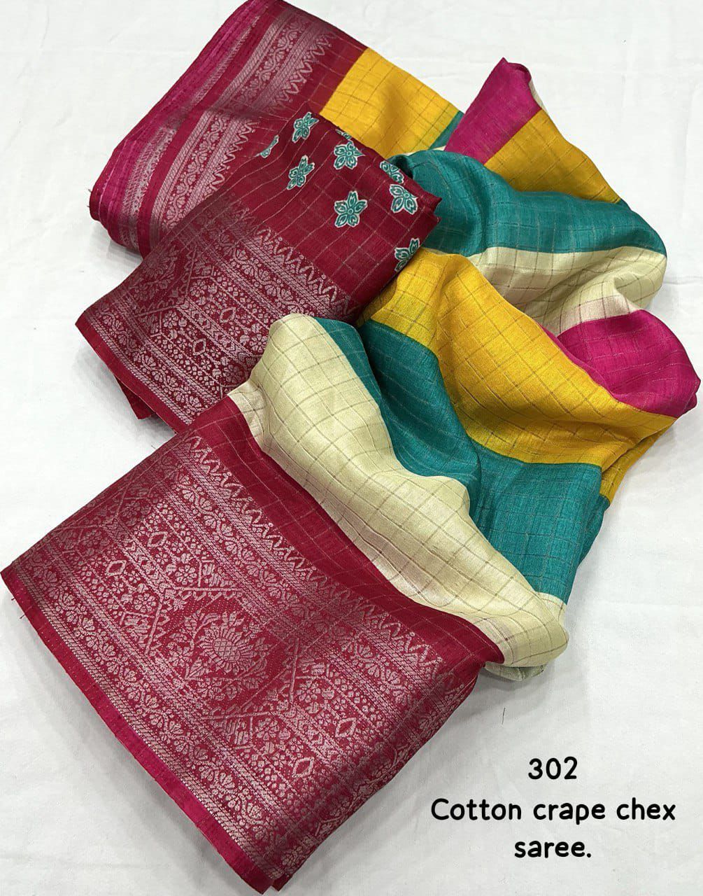 .Cotton Multicolored Saree Moksha Fashions