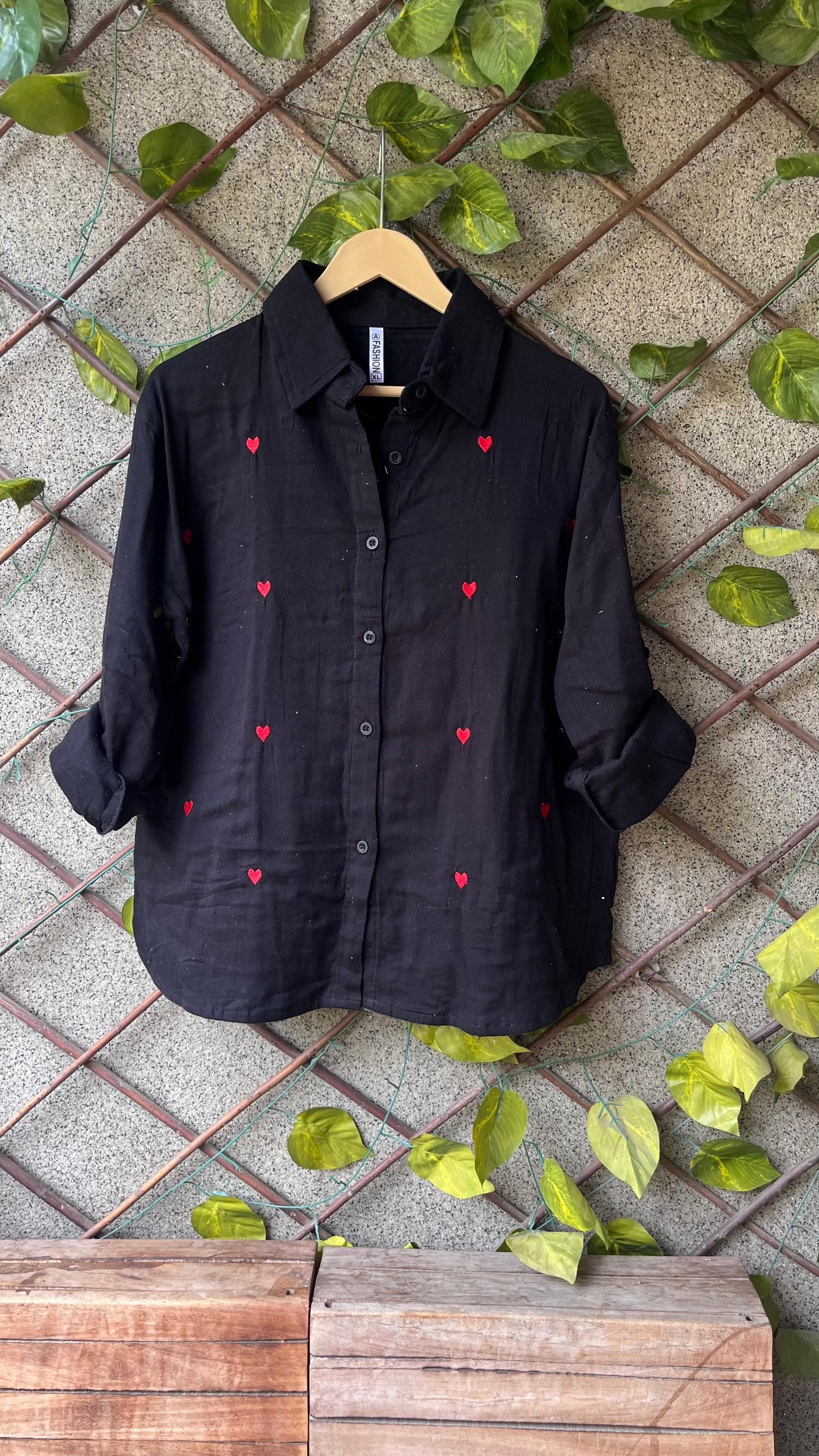 .Hearts Embroidered Mulmul Cotton Shirts - Moksha Fashions