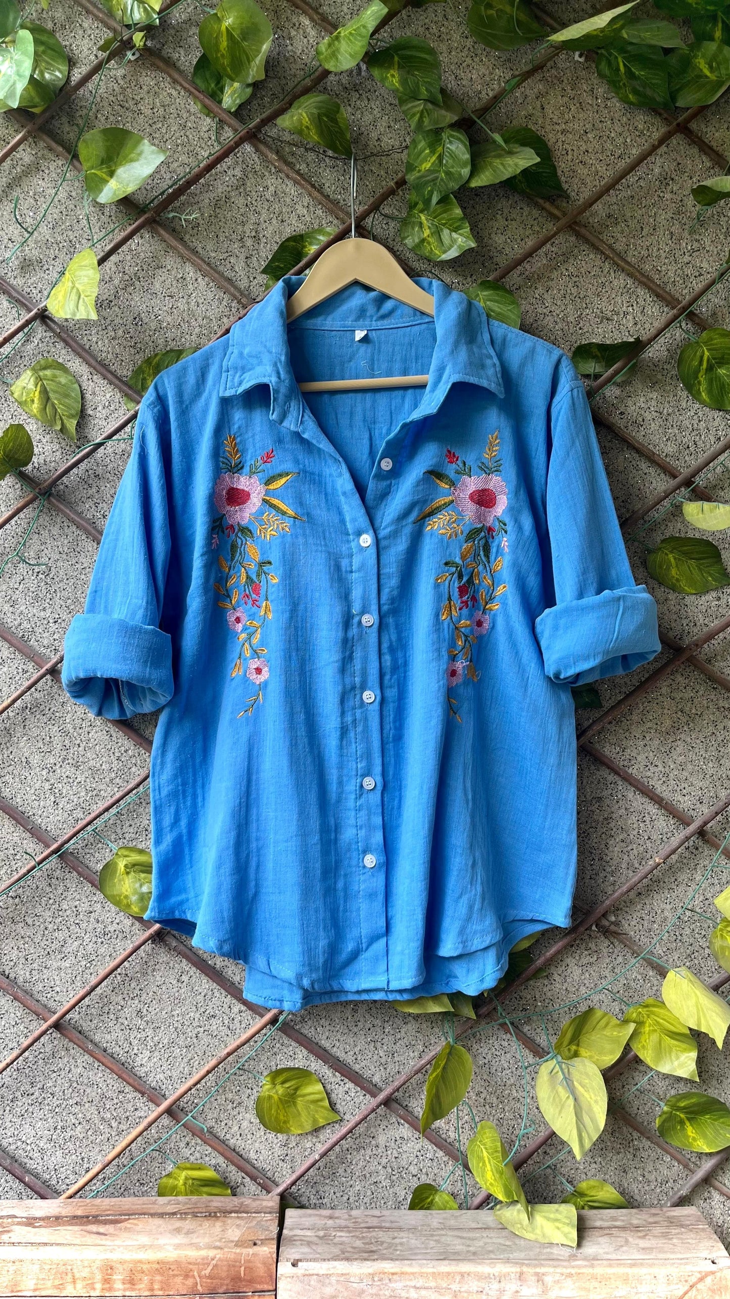 .Embroidered Mulmul Cotton Shirts - Moksha Fashions