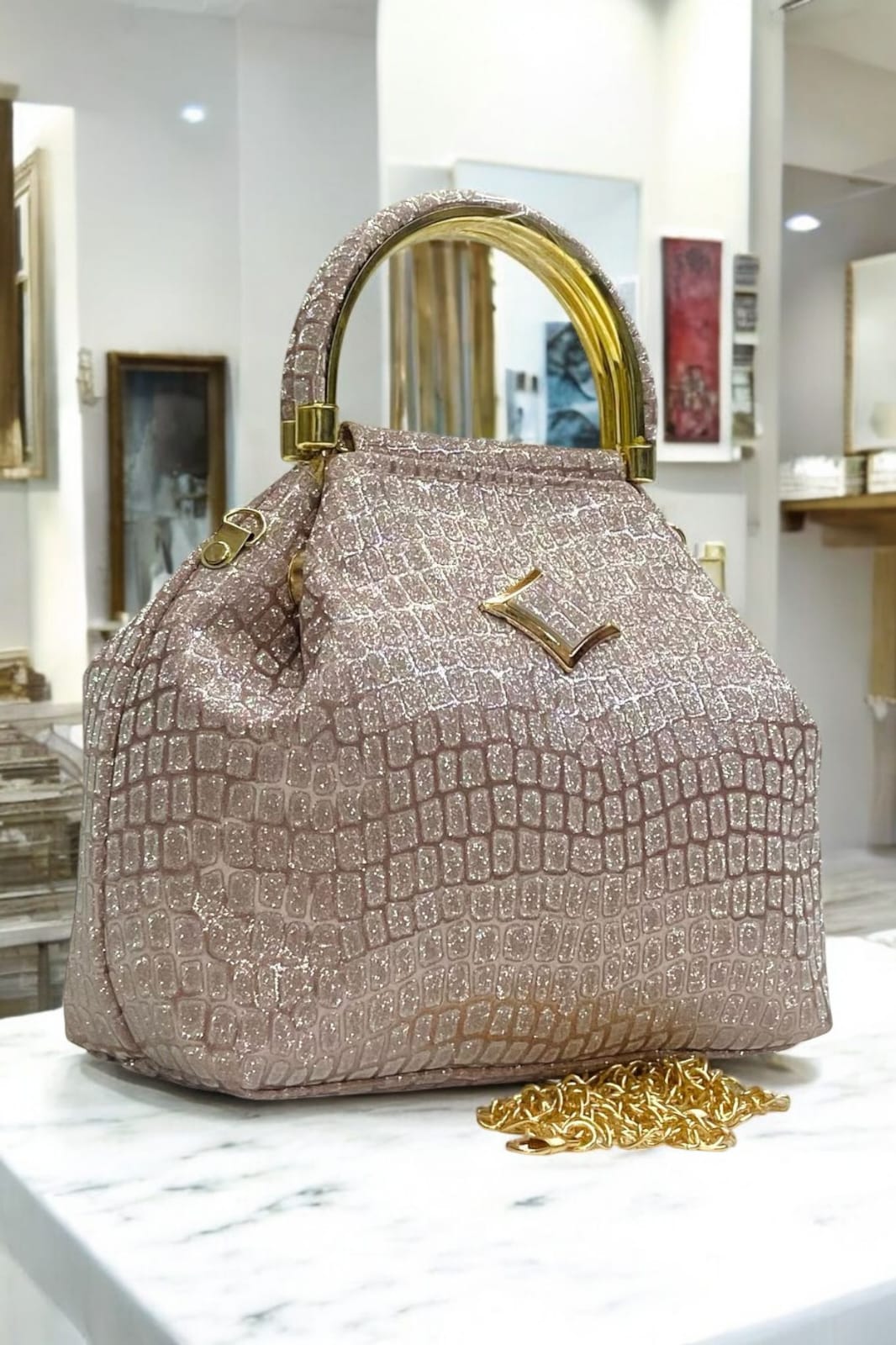 Crocodile Textured Sling Bag for Women – Elegant and Practical Handy Sling for Casual & Party Wear - Moksha Fashions