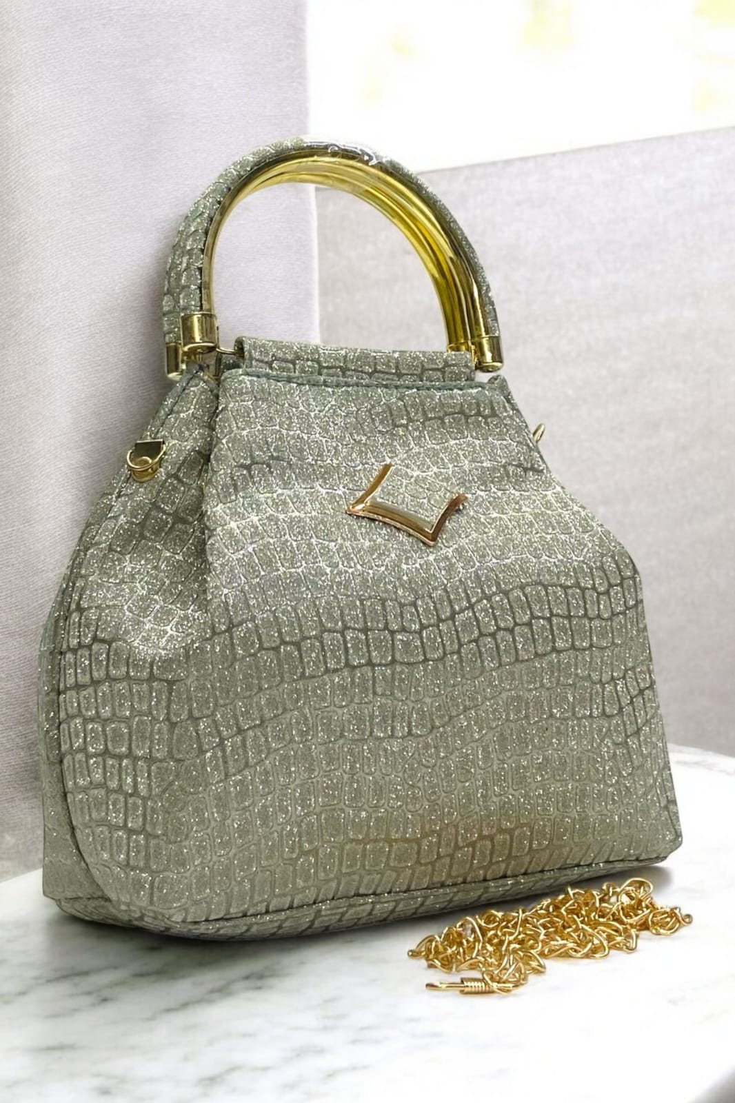 Crocodile Textured Sling Bag for Women – Elegant and Practical Handy Sling for Casual & Party Wear - Moksha Fashions