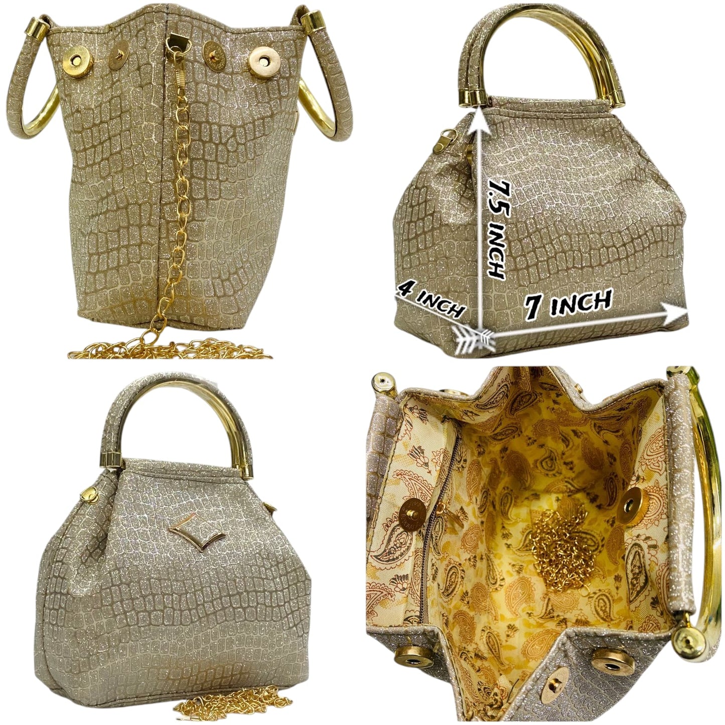 Crocodile Textured Sling Bag for Women – Elegant and Practical Handy Sling for Casual & Party Wear - Moksha Fashions