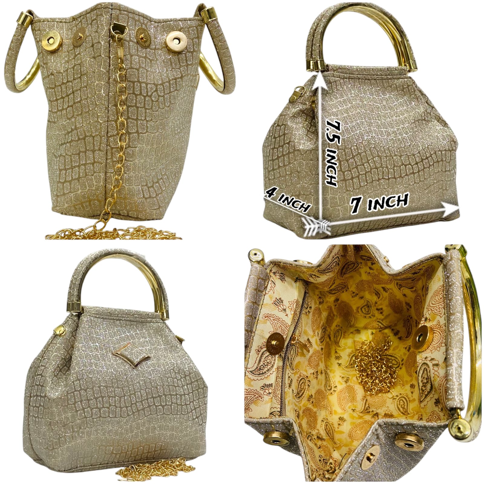 Crocodile Textured Sling Bag for Women – Elegant and Practical Handy Sling for Casual & Party Wear - Moksha Fashions