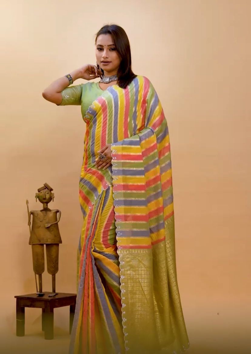 Women’s Multicolor Saree – Colorful, Elegant Saree for Special Events & Parties - Moksha Fashions