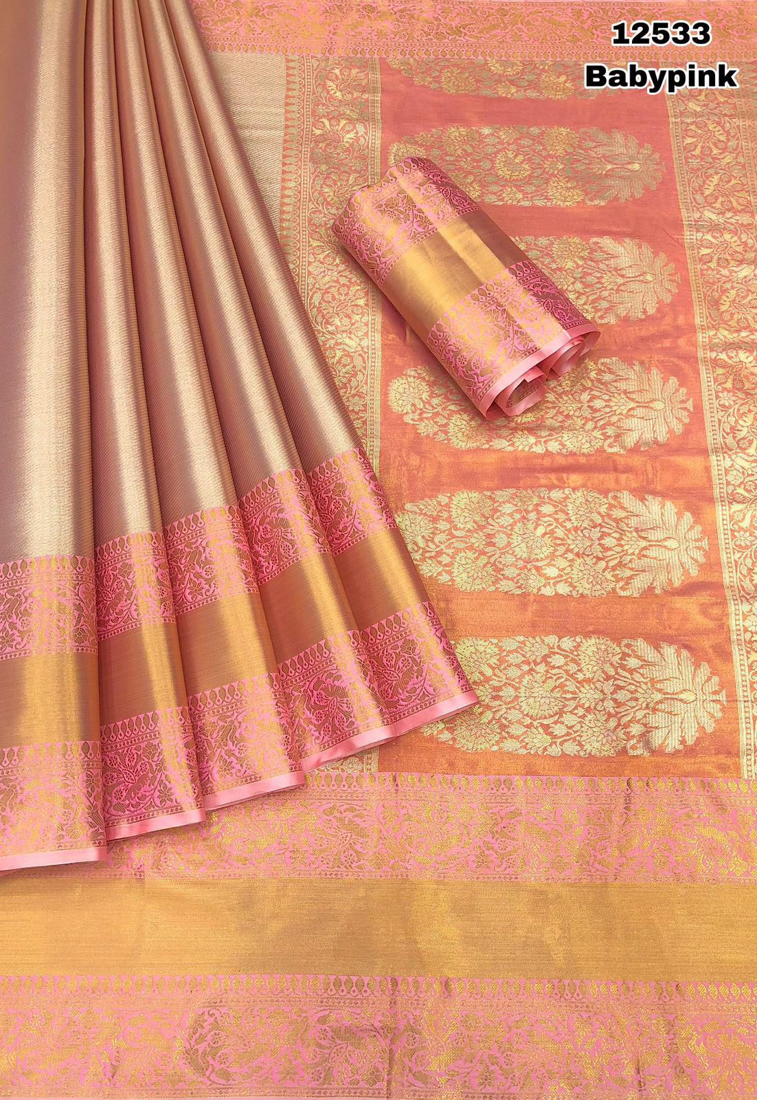 .Kanjivaram Silk Gold Zari Saree