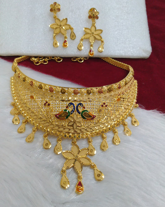 Fine Choker Necklace Earing Piece - Moksha Fashions
