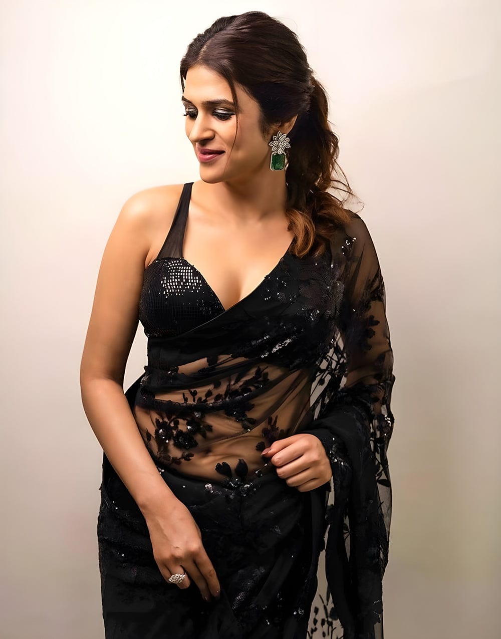 .Black Ready to Wear Saree