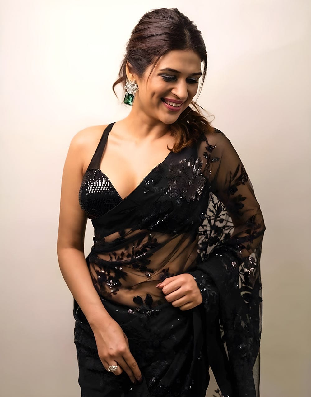 .Black Ready to Wear Saree