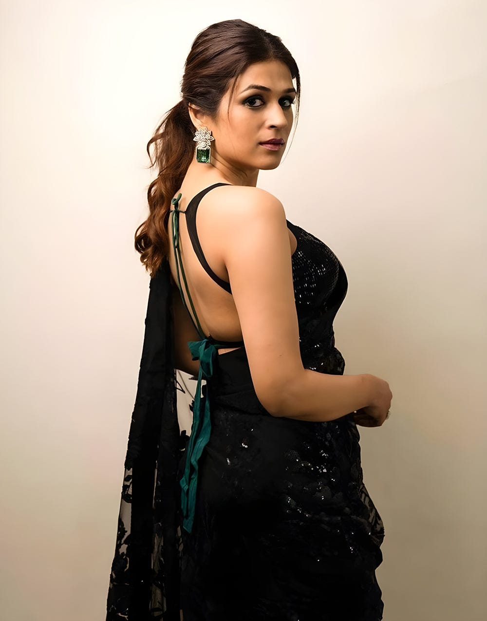 .Black Ready to Wear Saree