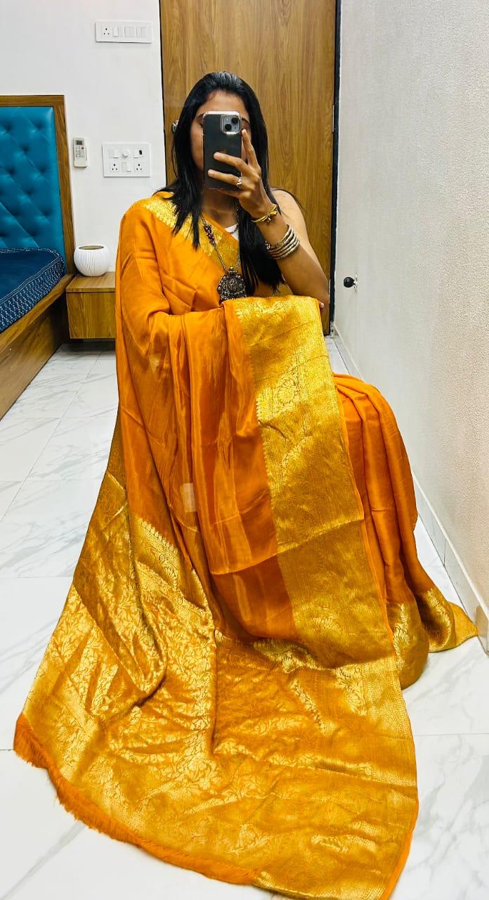 Cotton Silk Yellow Bandhani Saree