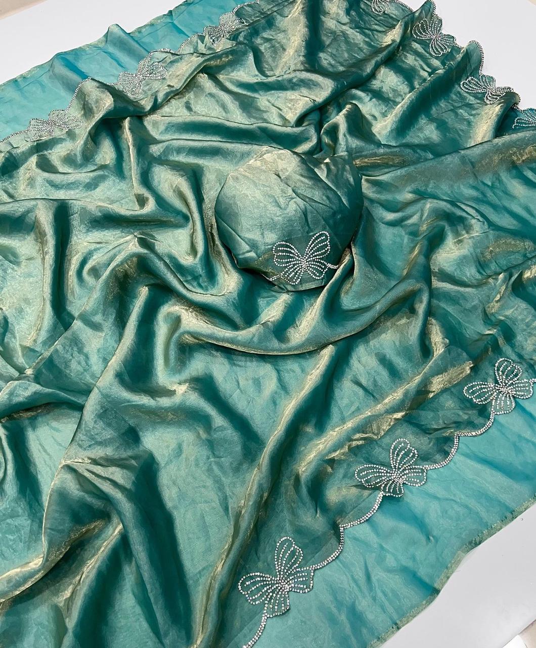 Butterfly-Inspired Diamond Panel Work Saree