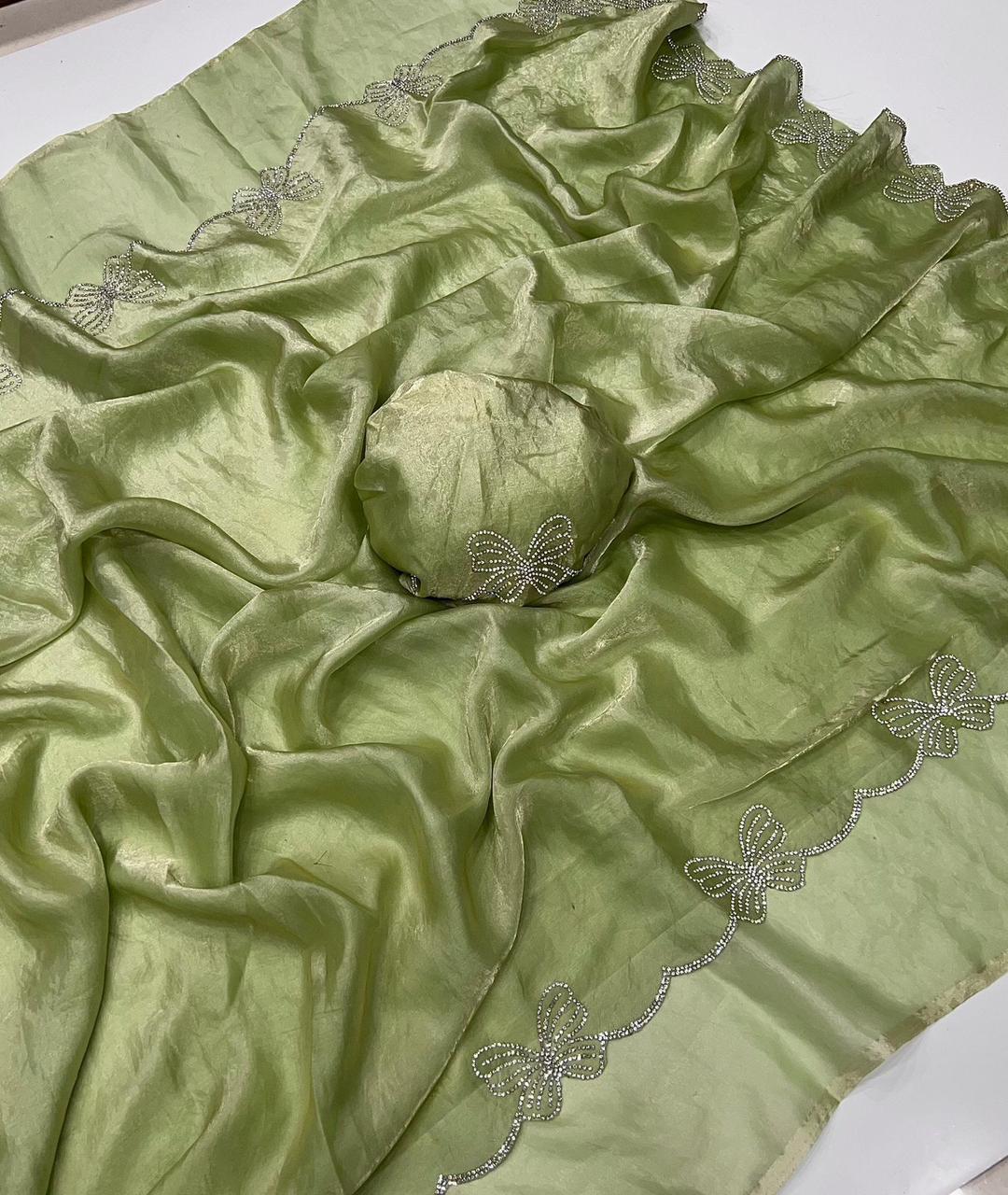 Butterfly-Inspired Diamond Panel Work Saree