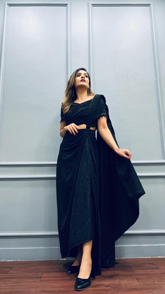 Black shimmer sarong drape