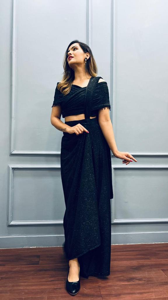 Black shimmer sarong drape